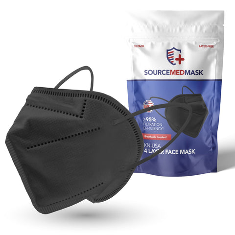 Black KN-USA Mask SourceMedMask | 100% Made in USA Buy Sale Save Free Shipping KN95 Kid's CDC FDA Approved Prime Fast