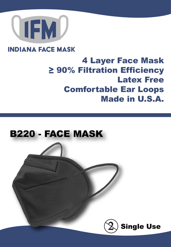 Black B220 Face Mask [20ct] - Indiana Face Mask $19.95