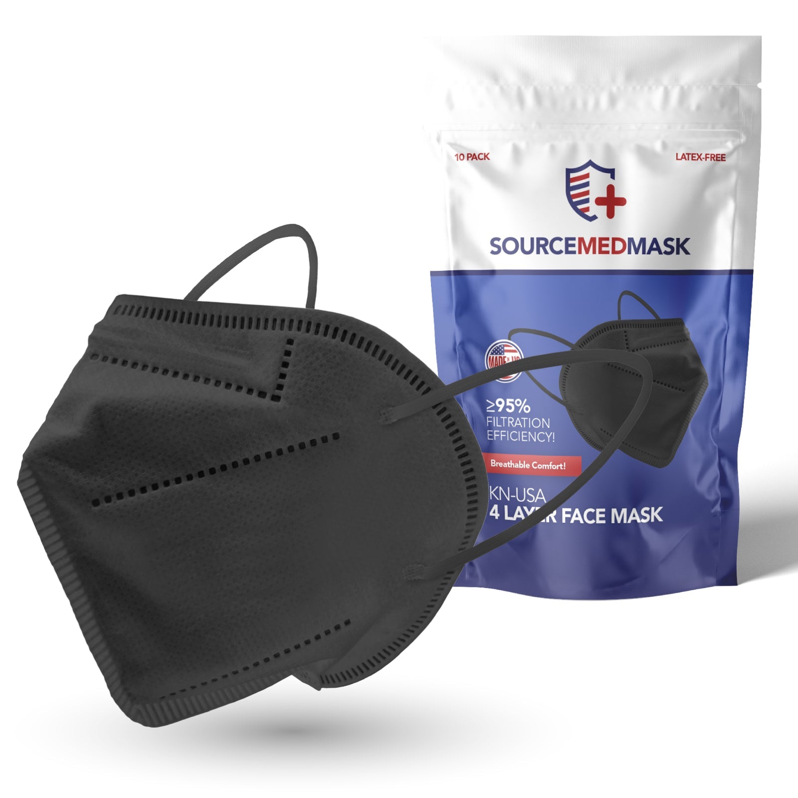 Black KN-USA Mask SourceMedMask | 100% Made in USA - Indiana Face
